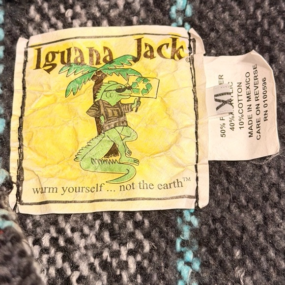 Inguana Men's Striped Charcoal and Teal Hoodie XL - Picture 4 of 5